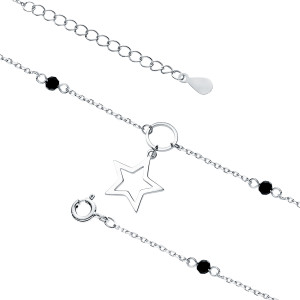 Bratara de picior argint cu stea si pietre negre Spinel DiAmanti Z1961XR_B-DIA (Argint 925‰ 1,8 g.)